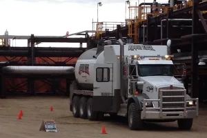 Rippin Edge hydrovac truck working at a refinery