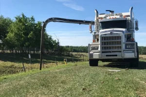 Rippin Edge hydrovac truck working in property line ditch